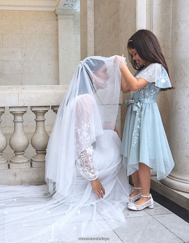 Monsoon kadınlar inci çiçeği ile süslenmiş peçe JH86BT1296 aksesuar şık