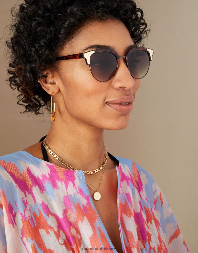 Monsoon kadınlar clubmaster güneş gözlüğü kahverengi JH86BT2782 aksesuar kahverengi