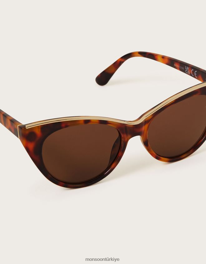Monsoon kadınlar kaplumbağa kabuğu cateye güneş gözlüğü JH86BT1227 aksesuar moda