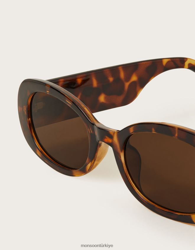 Monsoon kadınlar kaplumbağa kabuğu desenli kalın dikdörtgen güneş gözlüğü JH86BT1236 aksesuar moda