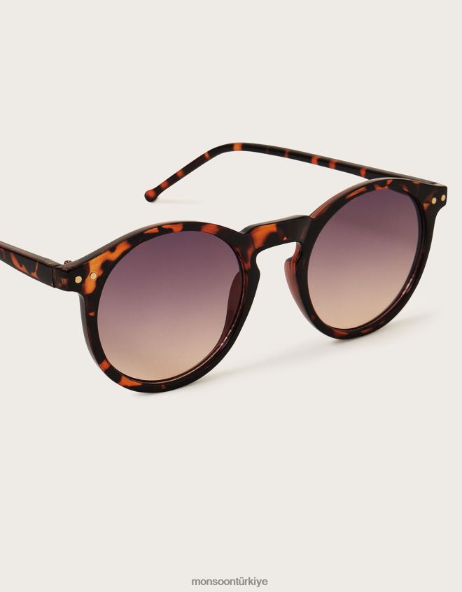 Monsoon kadınlar kaplumbağa kabuğu yuvarlak güneş gözlüğü JH86BT1279 aksesuar sıcak