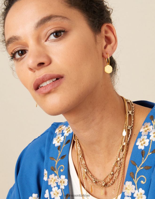 Monsoon kadınlar altın kaplama bozuk para çemberleri JH86BT1454 aksesuar zarif