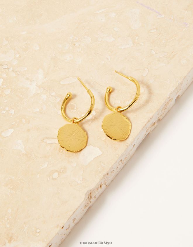 Monsoon kadınlar altın kaplama bozuk para çemberleri JH86BT1454 aksesuar zarif