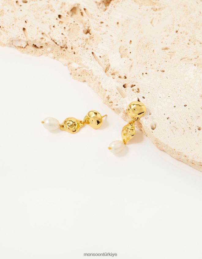 Monsoon kadınlar altın kaplama incili damla küpe JH86BT1451 aksesuar moda