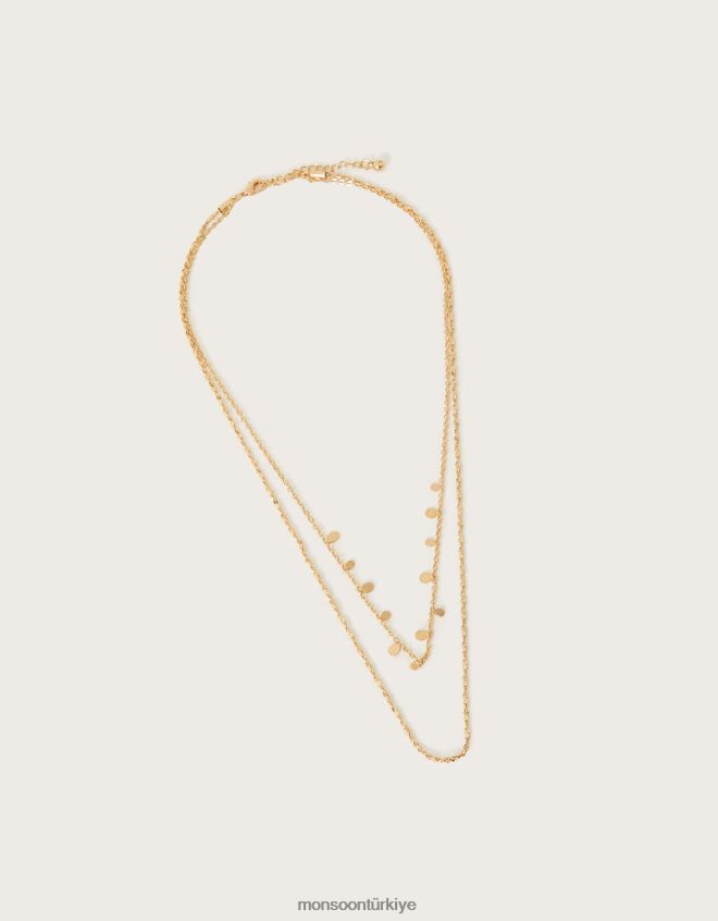 Monsoon kadınlar basit katmanlı kolye JH86BT1339 aksesuar zarif