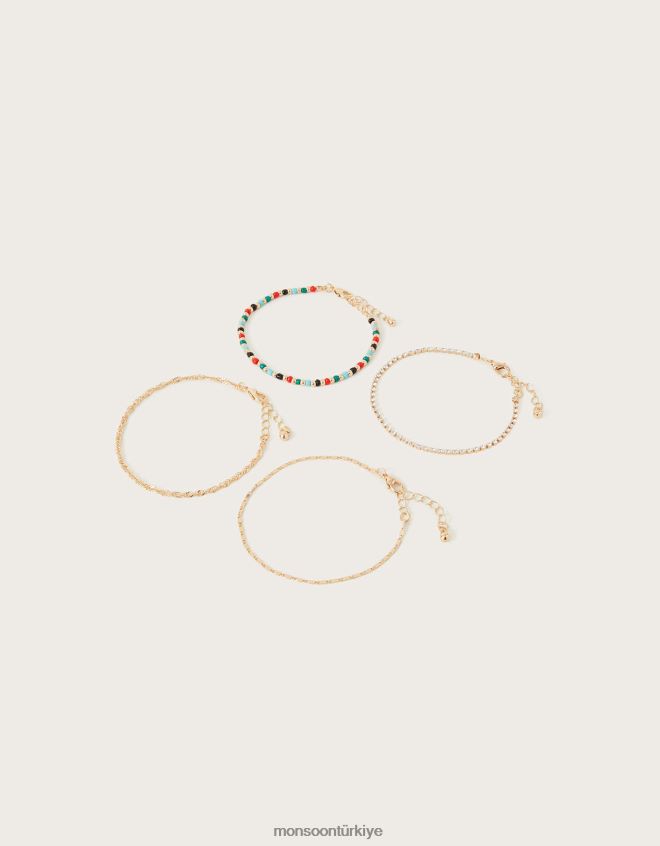 Monsoon kadınlar boncuklu bilezikler 4'lü paket JH86BT1332 aksesuar sıcak