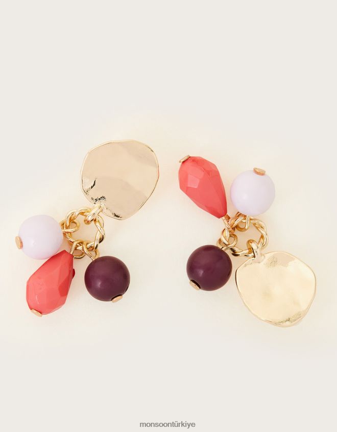 Monsoon kadınlar boncuklu damla saplama küpeler JH86BT1389 aksesuar zarif