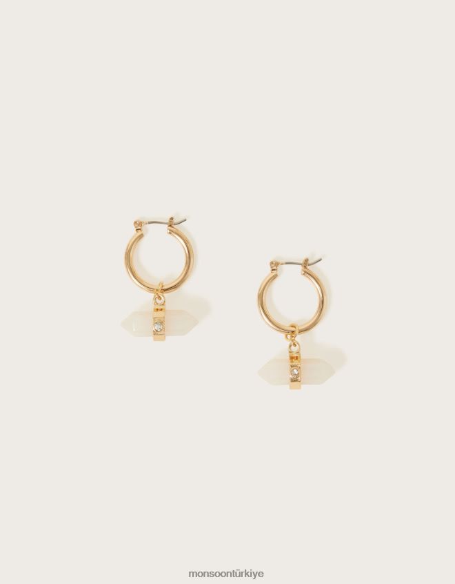 Monsoon kadınlar değerli taş huggie çemberleri JH86BT1365 aksesuar şık