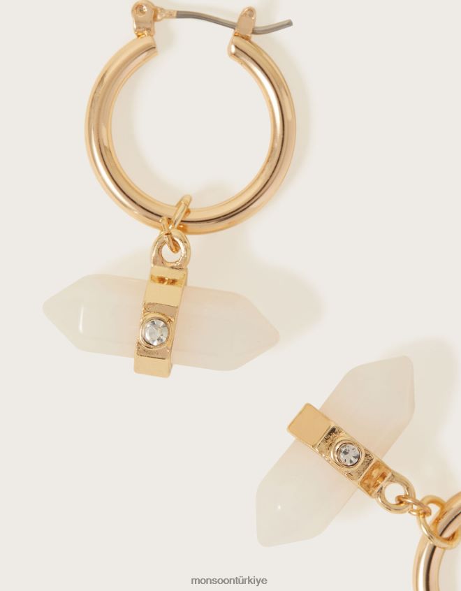 Monsoon kadınlar değerli taş huggie çemberleri JH86BT1365 aksesuar şık