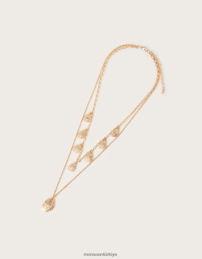 Monsoon kadınlar disk çekicilik katmanlı kolye JH86BT1273 aksesuar şık