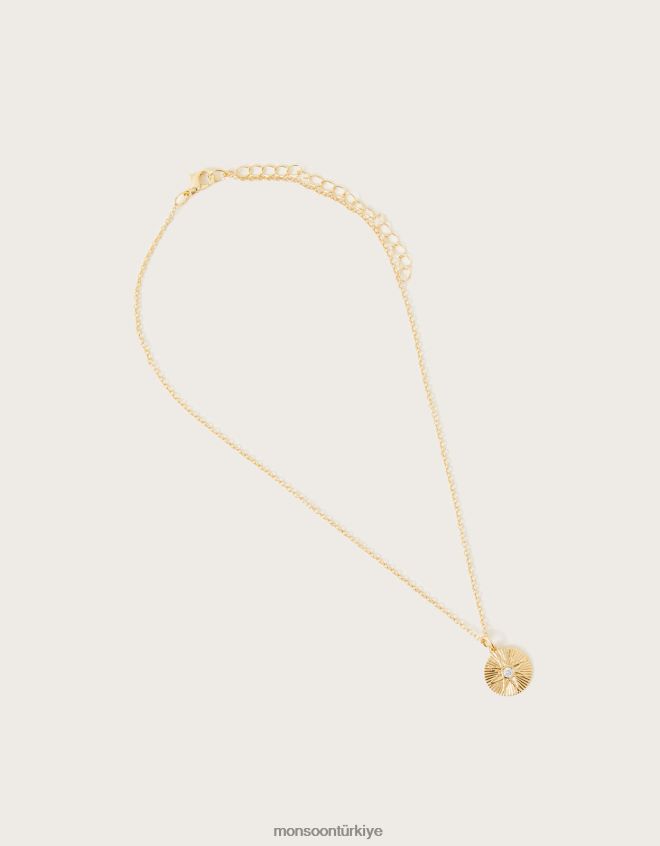 Monsoon kadınlar disk kolye kolye JH86BT1340 aksesuar altın