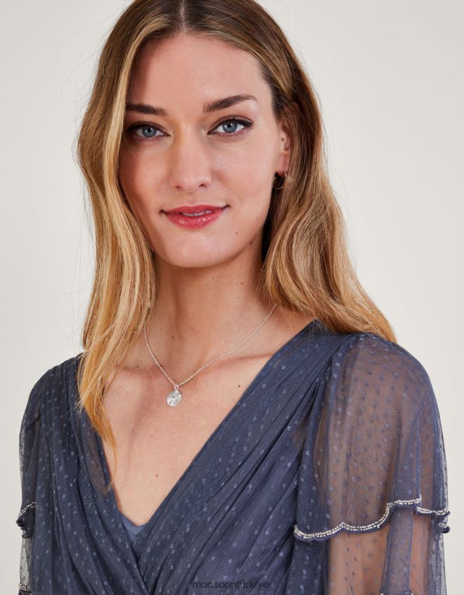 Monsoon kadınlar disk kolye kolye JH86BT1345 aksesuar gümüş