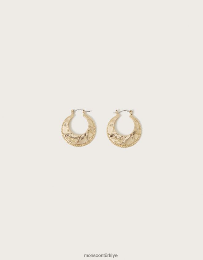 Monsoon kadınlar doku düz halka küpeler JH86BT1232 aksesuar zarif