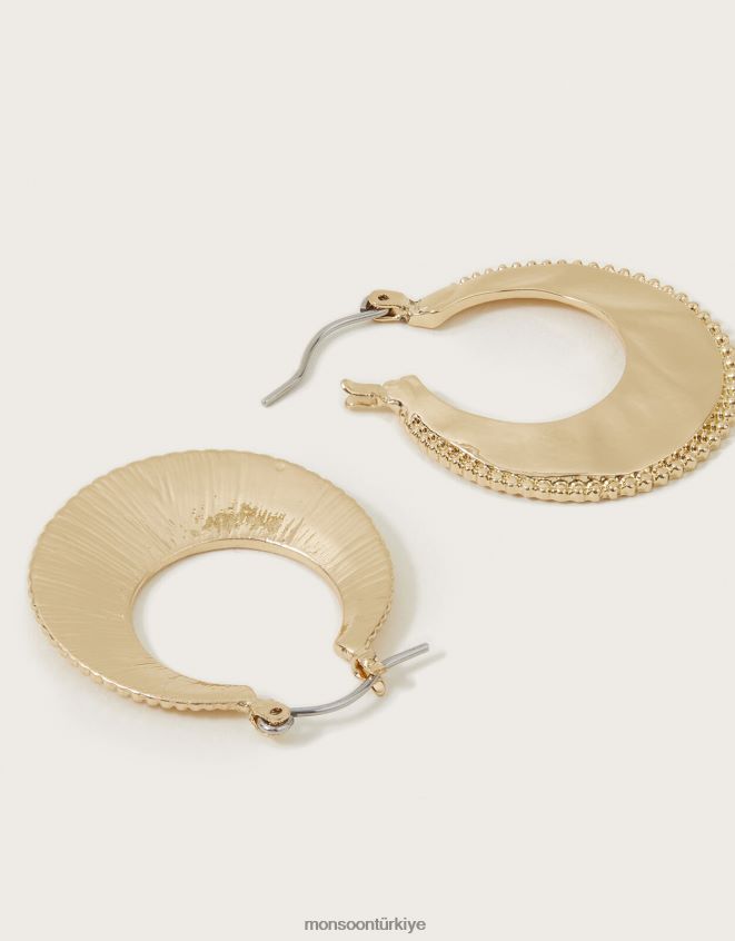 Monsoon kadınlar doku düz halka küpeler JH86BT1232 aksesuar zarif