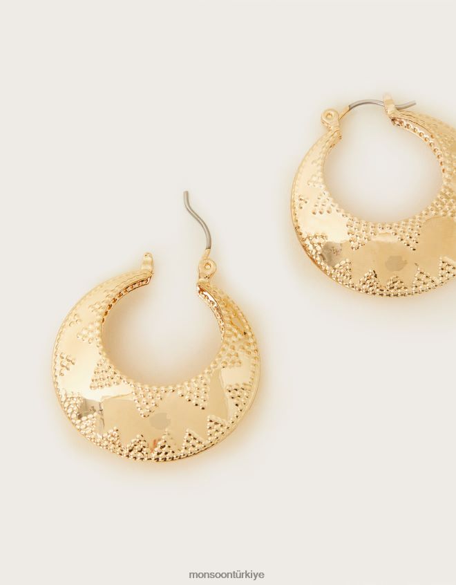 Monsoon kadınlar dokulu kalın halka küpeler JH86BT1366 aksesuar moda