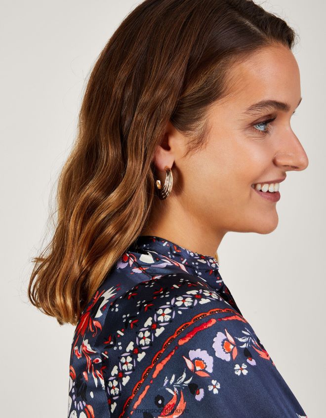 Monsoon kadınlar dokulu kalın halka küpeler JH86BT1368 aksesuar sıcak