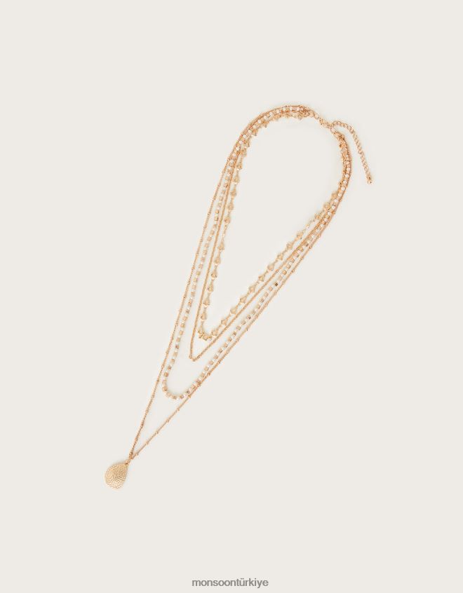 Monsoon kadınlar inci ve kolye katmanlı kolye JH86BT1349 aksesuar şık
