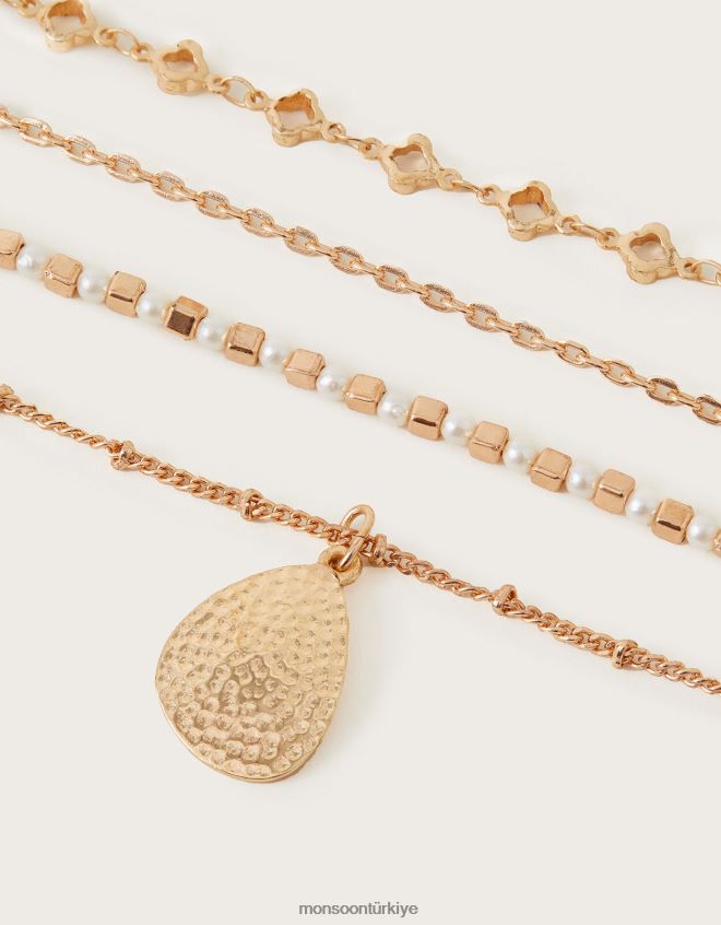 Monsoon kadınlar inci ve kolye katmanlı kolye JH86BT1349 aksesuar şık