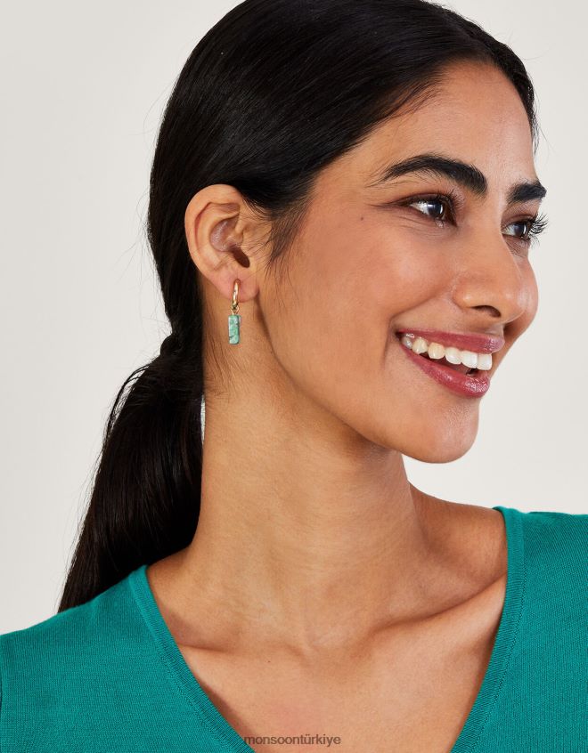 Monsoon kadınlar inci ve taş çekicilik huggie çemberleri JH86BT1388 aksesuar şık