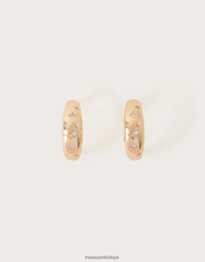 Monsoon kadınlar kalın ay ve yıldız halka küpeler JH86BT1342 aksesuar şık