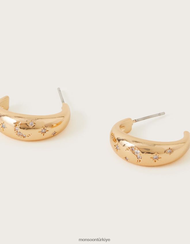 Monsoon kadınlar kalın ay ve yıldız halka küpeler JH86BT1342 aksesuar şık
