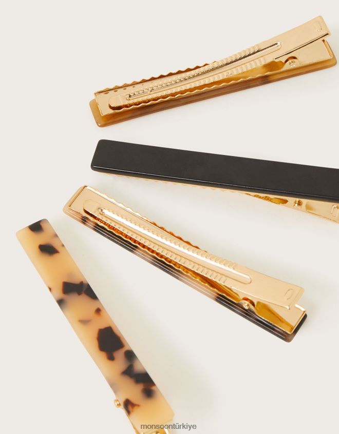 Monsoon kadınlar kaplumbağa kabuğu kaydırağı 4\'lü paket JH86BT1297 aksesuar moda