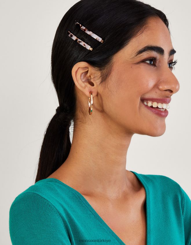 Monsoon kadınlar kaplumbağa kabuğu saç kaydırağı 4'lü paket JH86BT1341 aksesuar moda