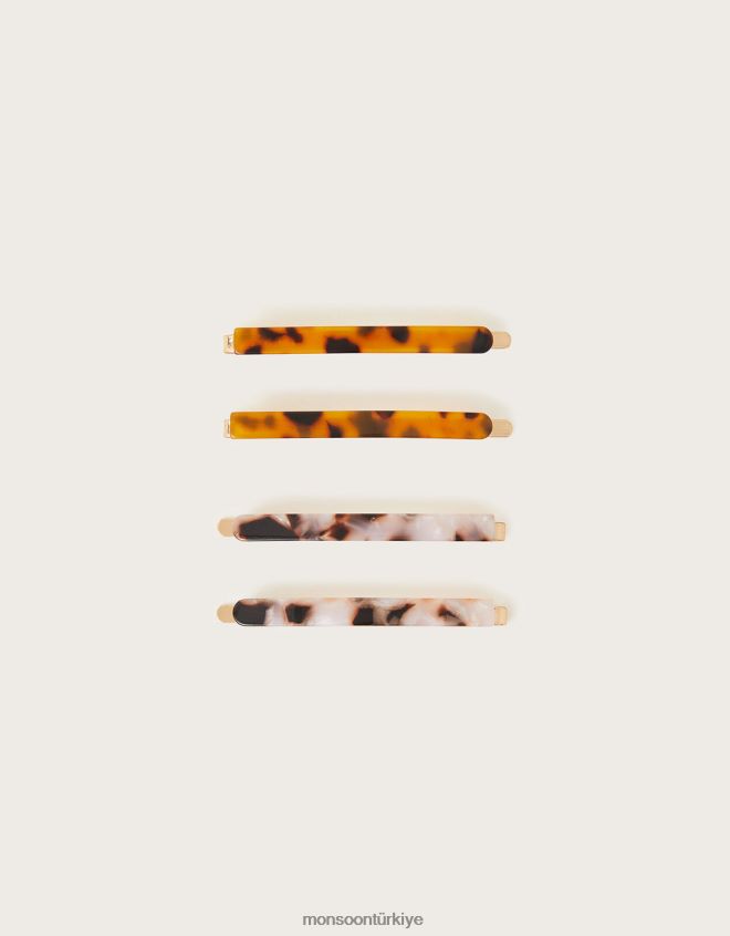 Monsoon kadınlar kaplumbağa kabuğu saç kaydırağı 4\'lü paket JH86BT1341 aksesuar moda