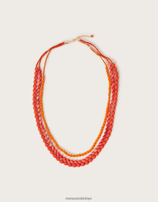 Monsoon kadınlar kumaş boncuk katmanlı kolye JH86BT1456 aksesuar zarif