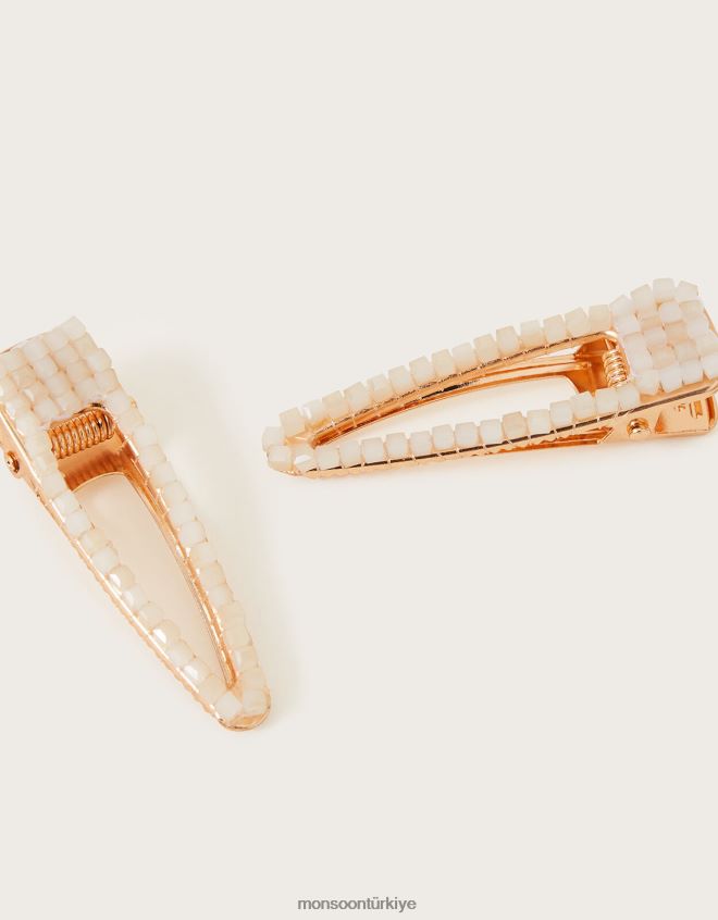 Monsoon kadınlar mücevher klipsleri iki kişilik set JH86BT1274 aksesuar fildişi