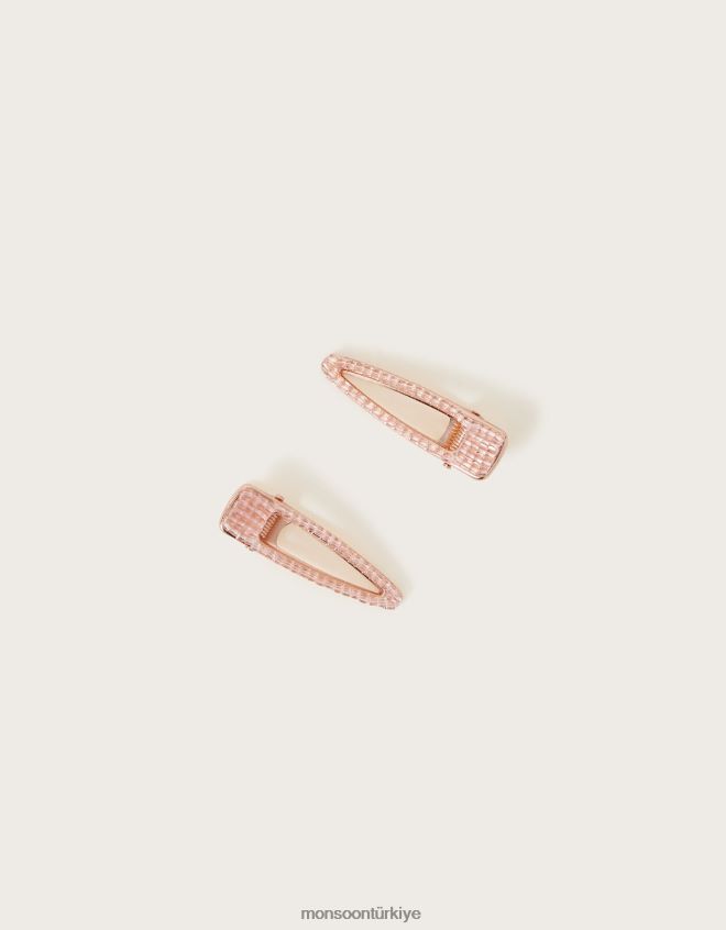 Monsoon kadınlar mücevher klipsleri iki kişilik set JH86BT1277 aksesuar pembe