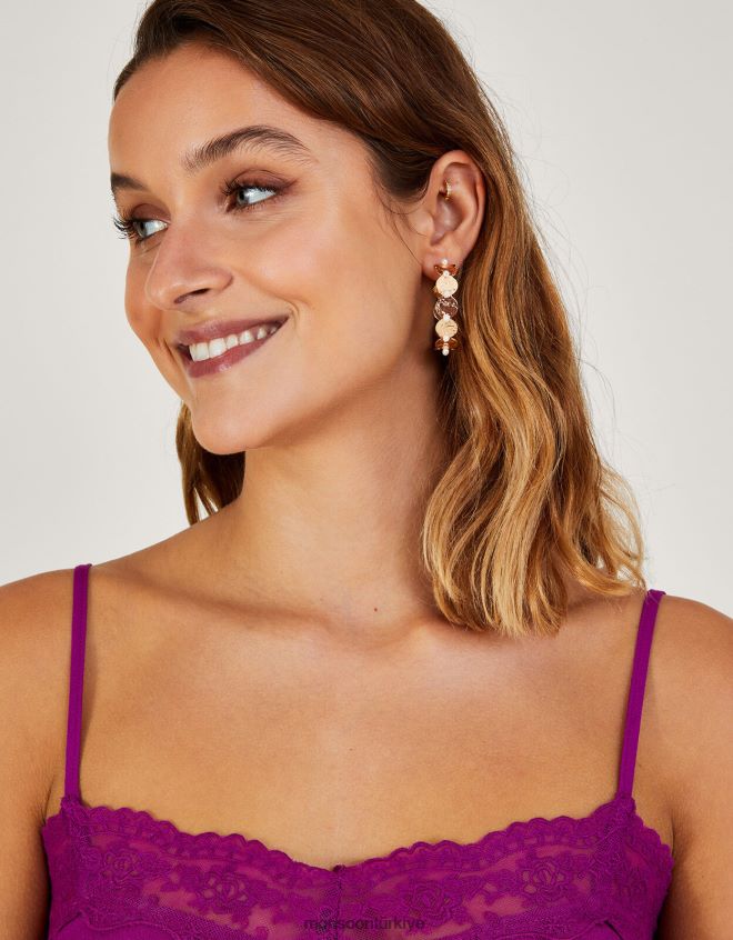 Monsoon kadınlar madeni para inci halka küpeler JH86BT1324 aksesuar moda