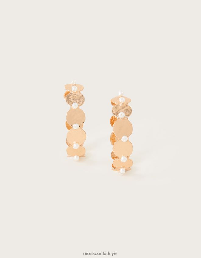 Monsoon kadınlar madeni para inci halka küpeler JH86BT1324 aksesuar moda