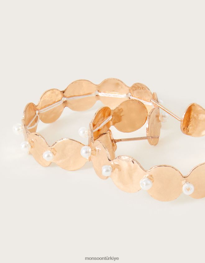 Monsoon kadınlar madeni para inci halka küpeler JH86BT1324 aksesuar moda