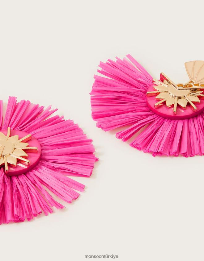 Monsoon kadınlar rafya fan küpeleri JH86BT2779 aksesuar zarif