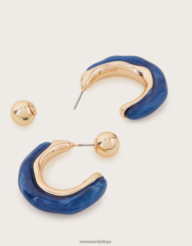 Monsoon kadınlar reçine çember küpeleri JH86BT1238 aksesuar zarif