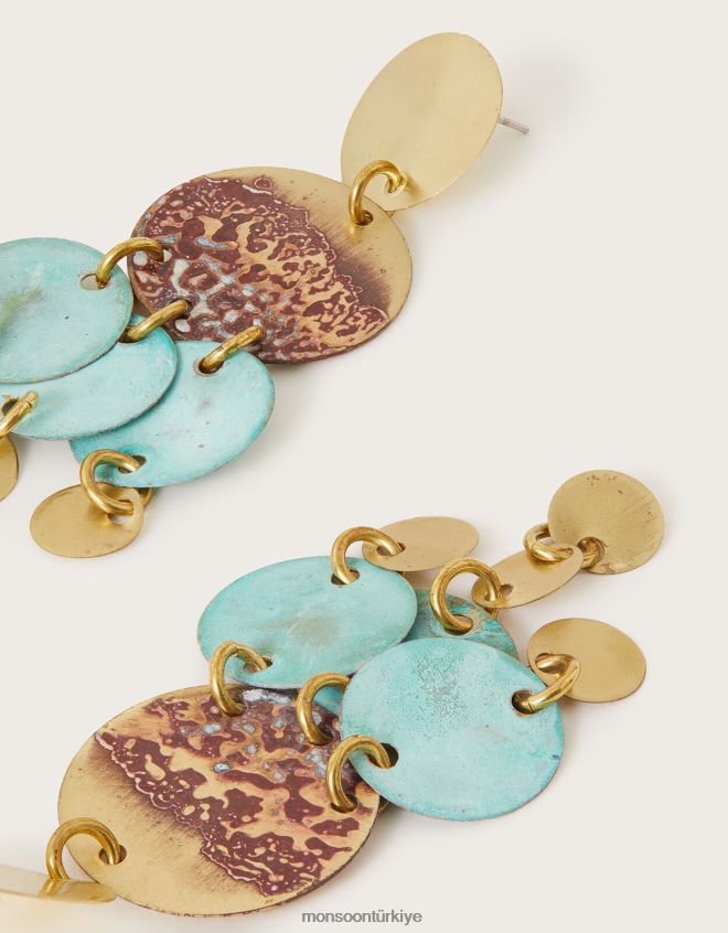 Monsoon kadınlar sibilia büyük turkuaz çekicilik küpeleri JH86BT1337 aksesuar şık