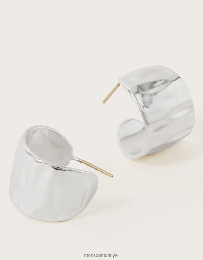 Monsoon kadınlar tıknaz küçük sade halka küpeler JH86BT1382 aksesuar gümüş