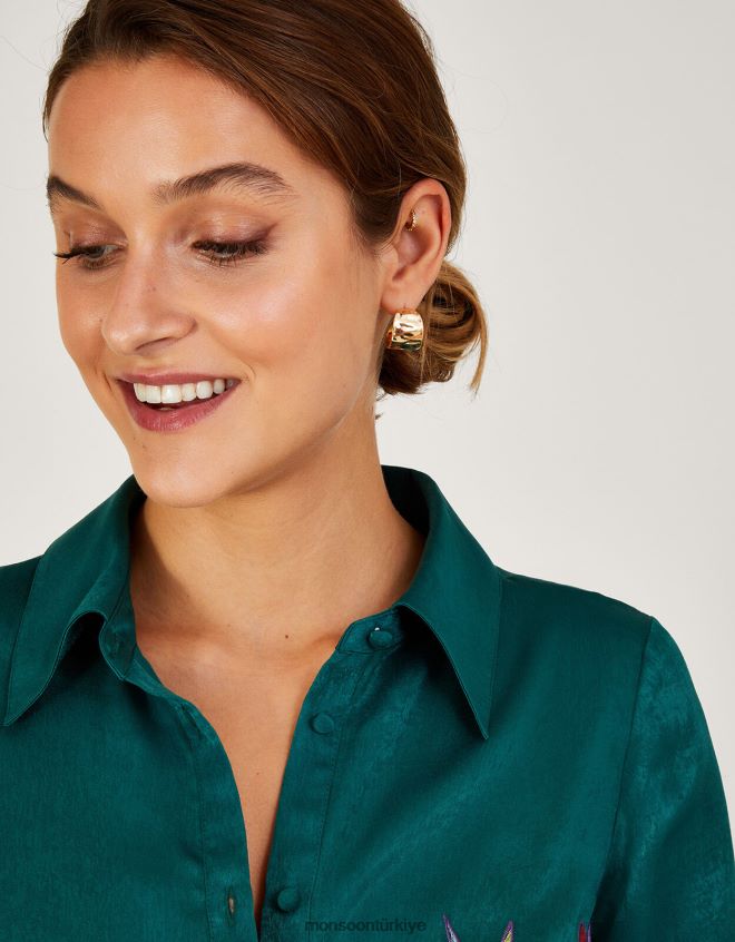 Monsoon kadınlar tıknaz küçük sade halka küpeler JH86BT1392 aksesuar altın