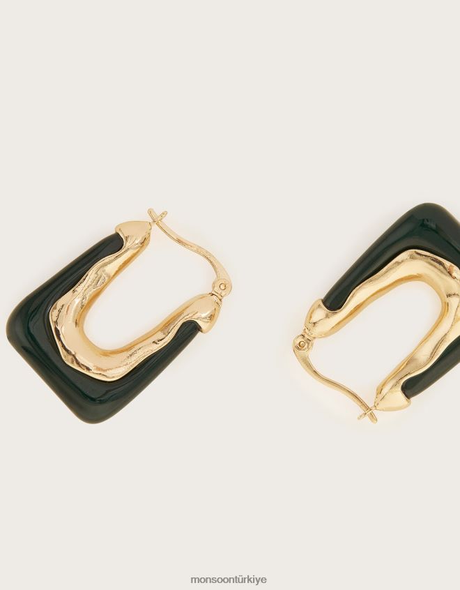 Monsoon kadınlar tıknaz oval halka küpeler JH86BT1385 aksesuar şık