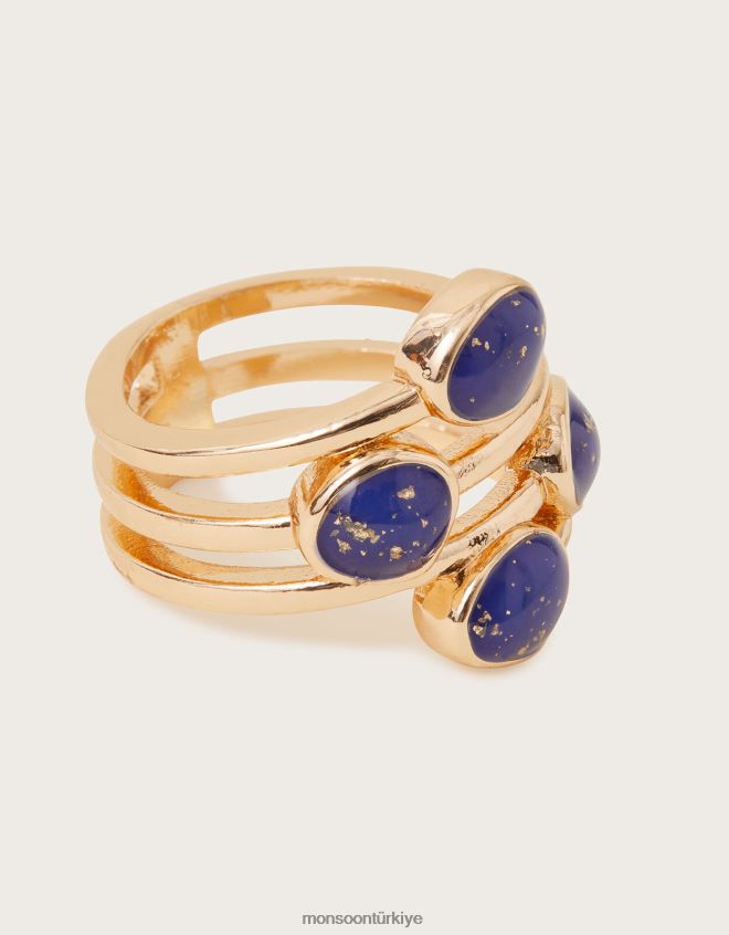 Monsoon kadınlar tıknaz taş yüzük JH86BT1427 aksesuar altın