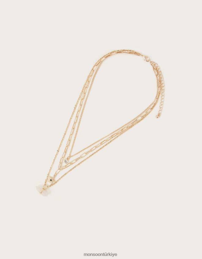 Monsoon kadınlar taş katmanlı kolye JH86BT1387 aksesuar sıcak