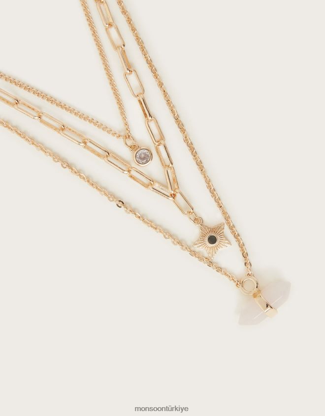Monsoon kadınlar taş katmanlı kolye JH86BT1387 aksesuar sıcak