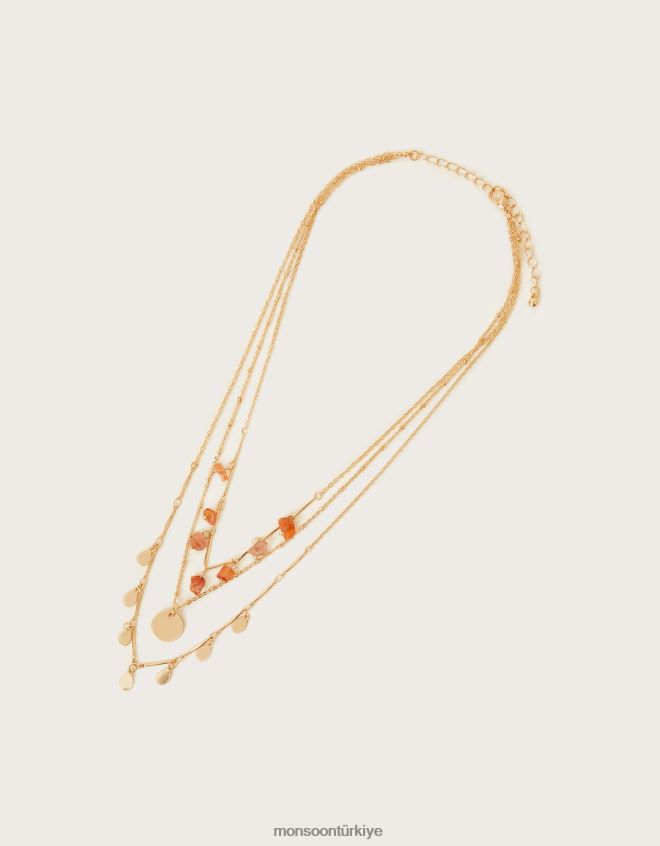 Monsoon kadınlar taşlı çekicilik katmanlı kolye JH86BT1260 aksesuar moda
