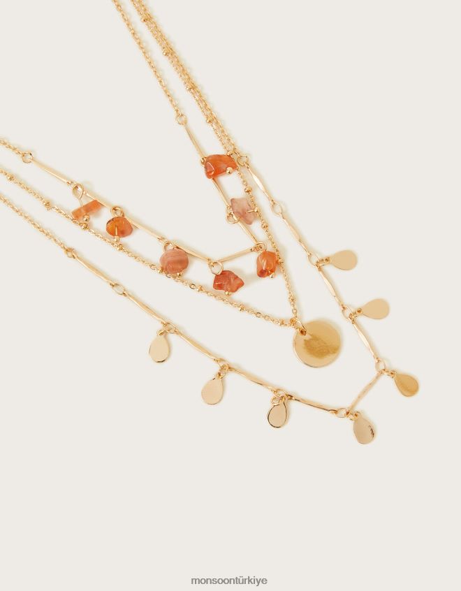 Monsoon kadınlar taşlı çekicilik katmanlı kolye JH86BT1260 aksesuar moda