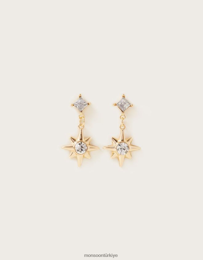 Monsoon kadınlar yıldız çivili küçük damla küpeler JH86BT1298 aksesuar şık