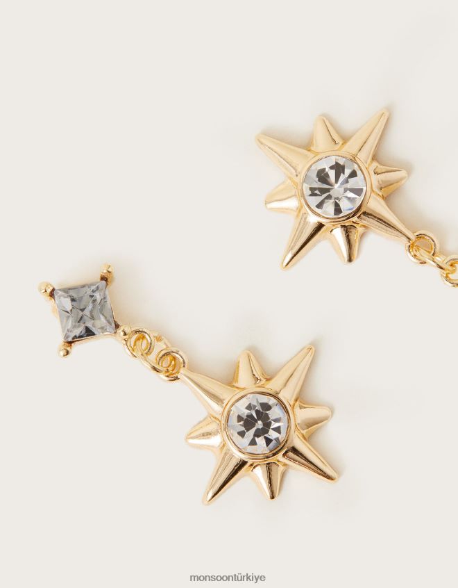 Monsoon kadınlar yıldız çivili küçük damla küpeler JH86BT1298 aksesuar şık