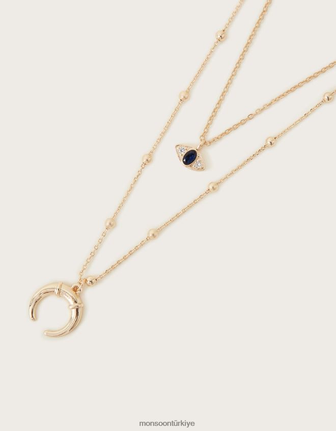Monsoon kadınlar yarım ay katmanlı kolye JH86BT1393 aksesuar şık