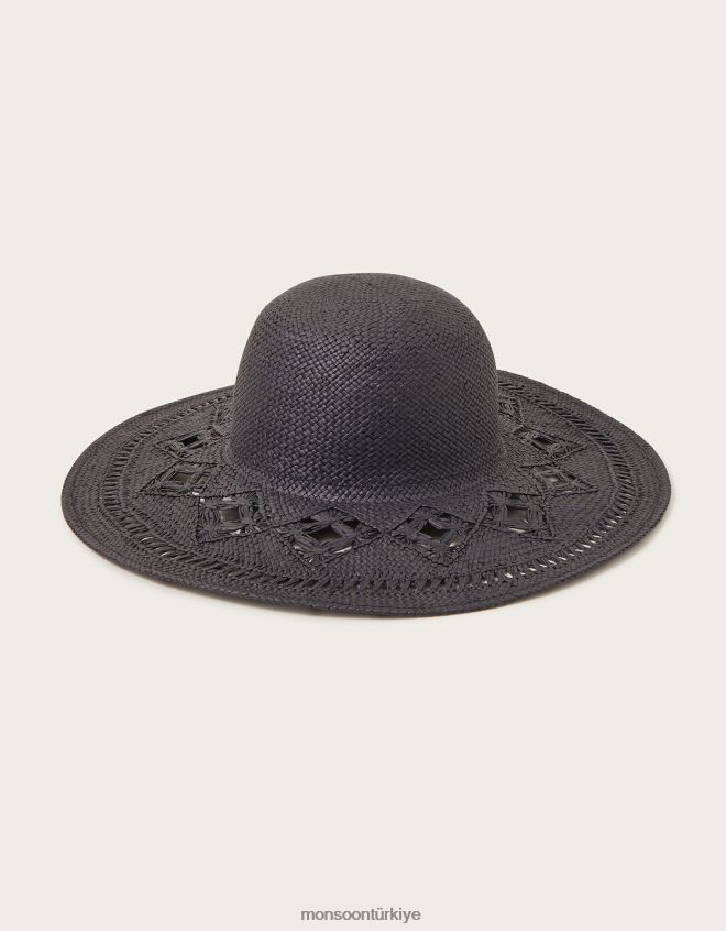 Monsoon kadınlar hasır toplanabilir şapka JH86BT1363 aksesuar sıcak