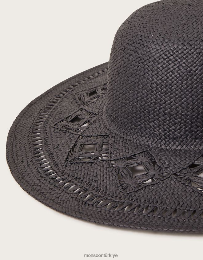 Monsoon kadınlar hasır toplanabilir şapka JH86BT1363 aksesuar sıcak